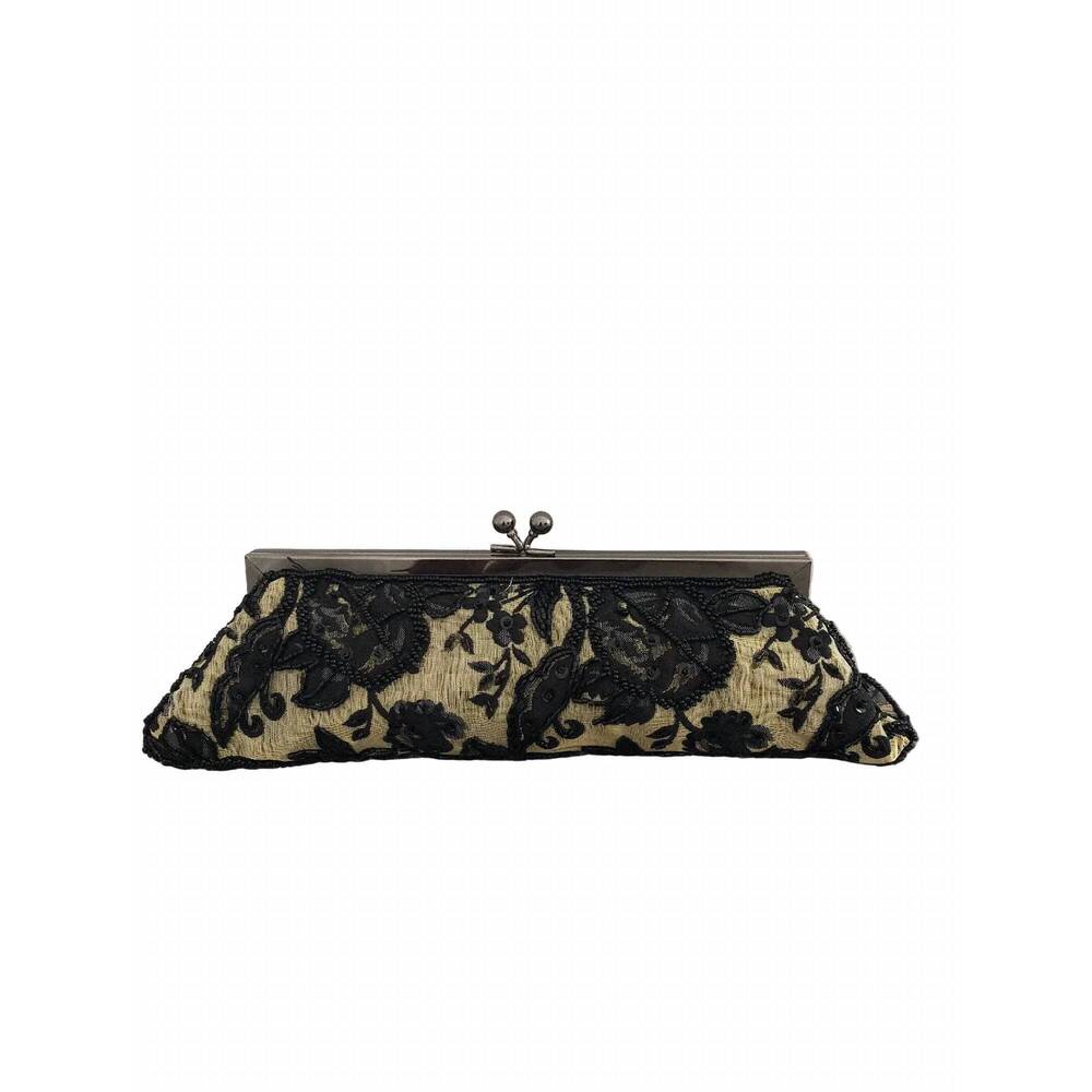 NEW CARLO FELLINI women's beaded clutch bag in black beige